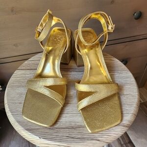 Vince Camuto Jarenn Gold  Block Heel  Sandals